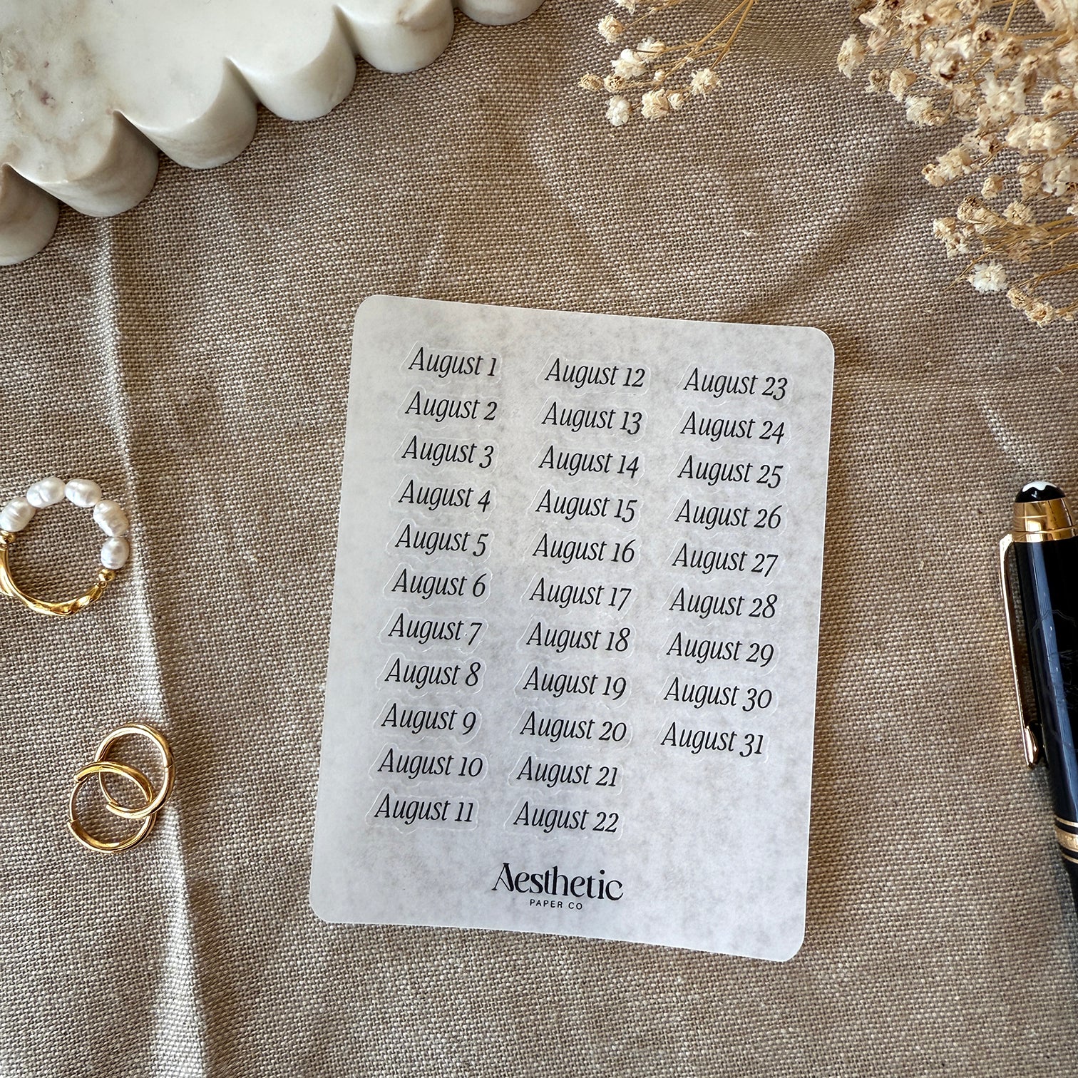 AUGUST DATE LABELS | STICKER