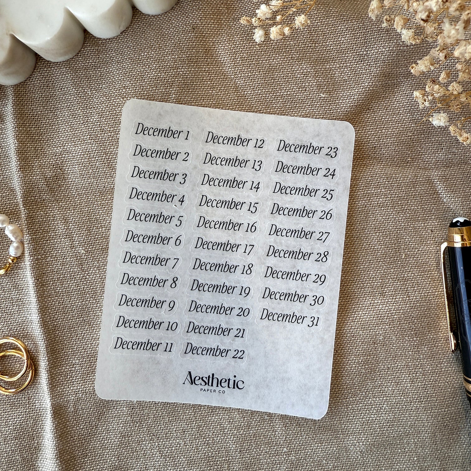 DECEMBER DATE LABELS | STICKER