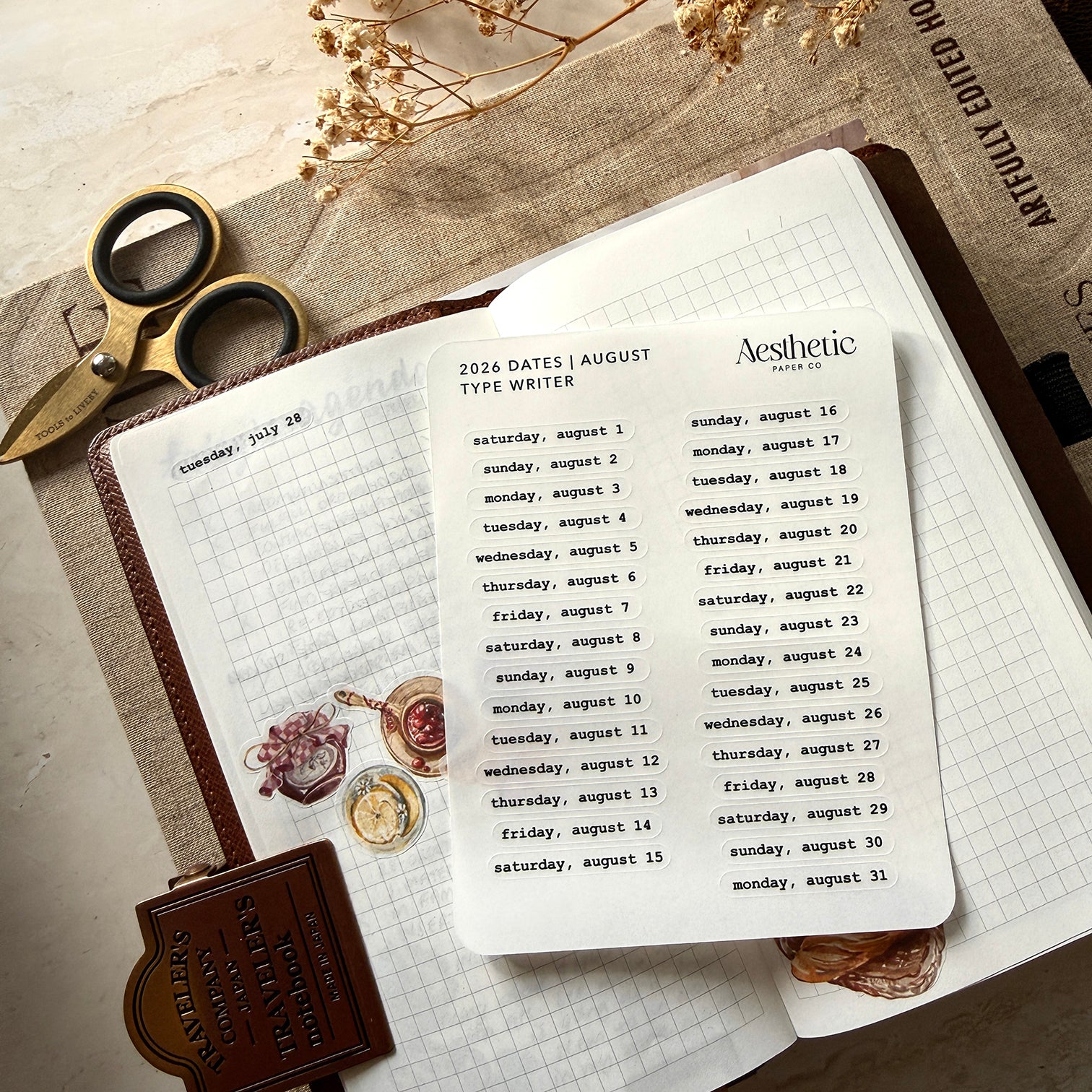 2026 DATE LABELS | TYPEWRITER | STICKER