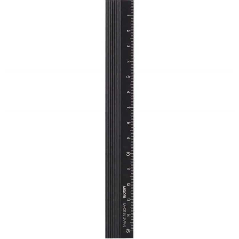 Midori Aluminum Ruler 15 cm- Black