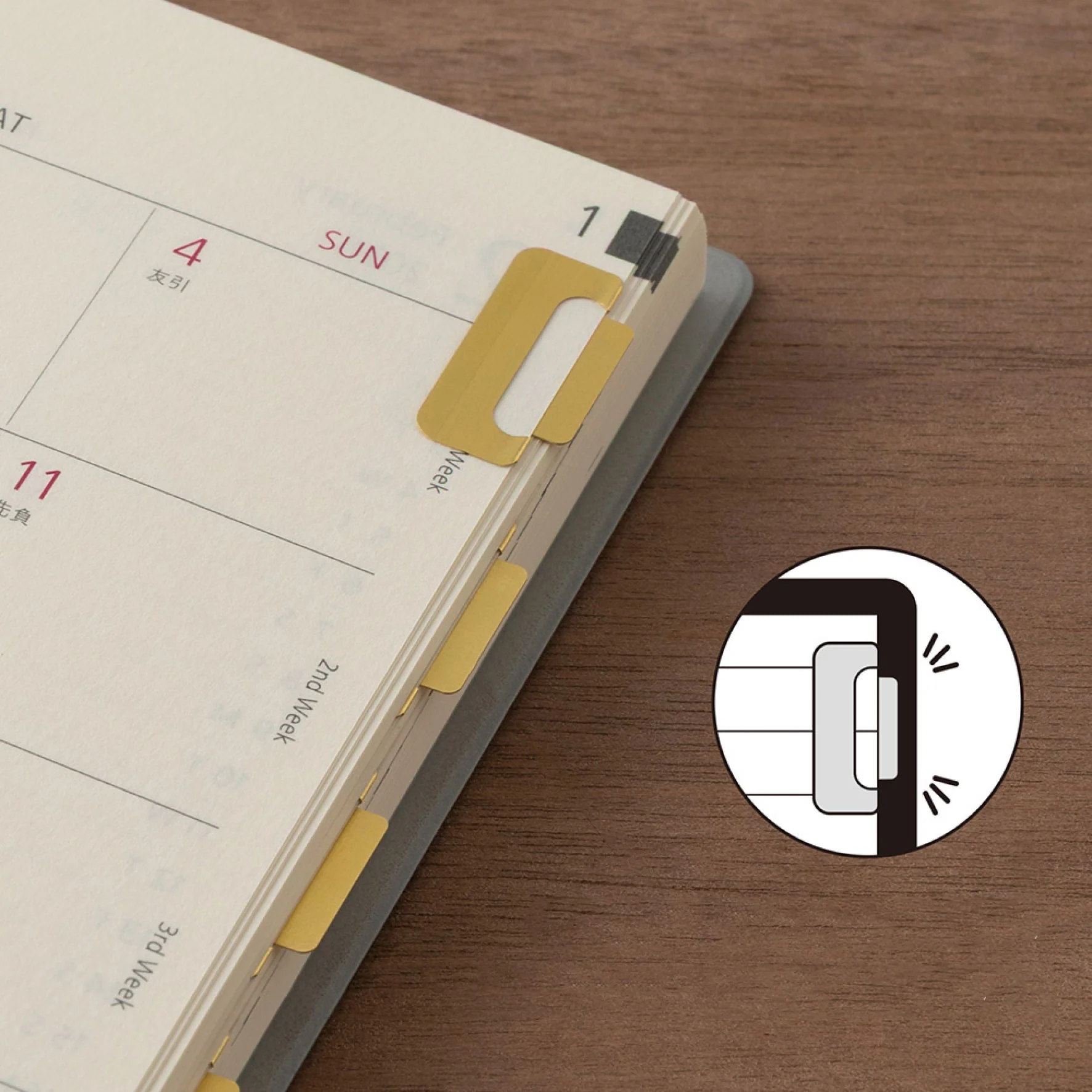 Midori Index Clips - Gold Brass