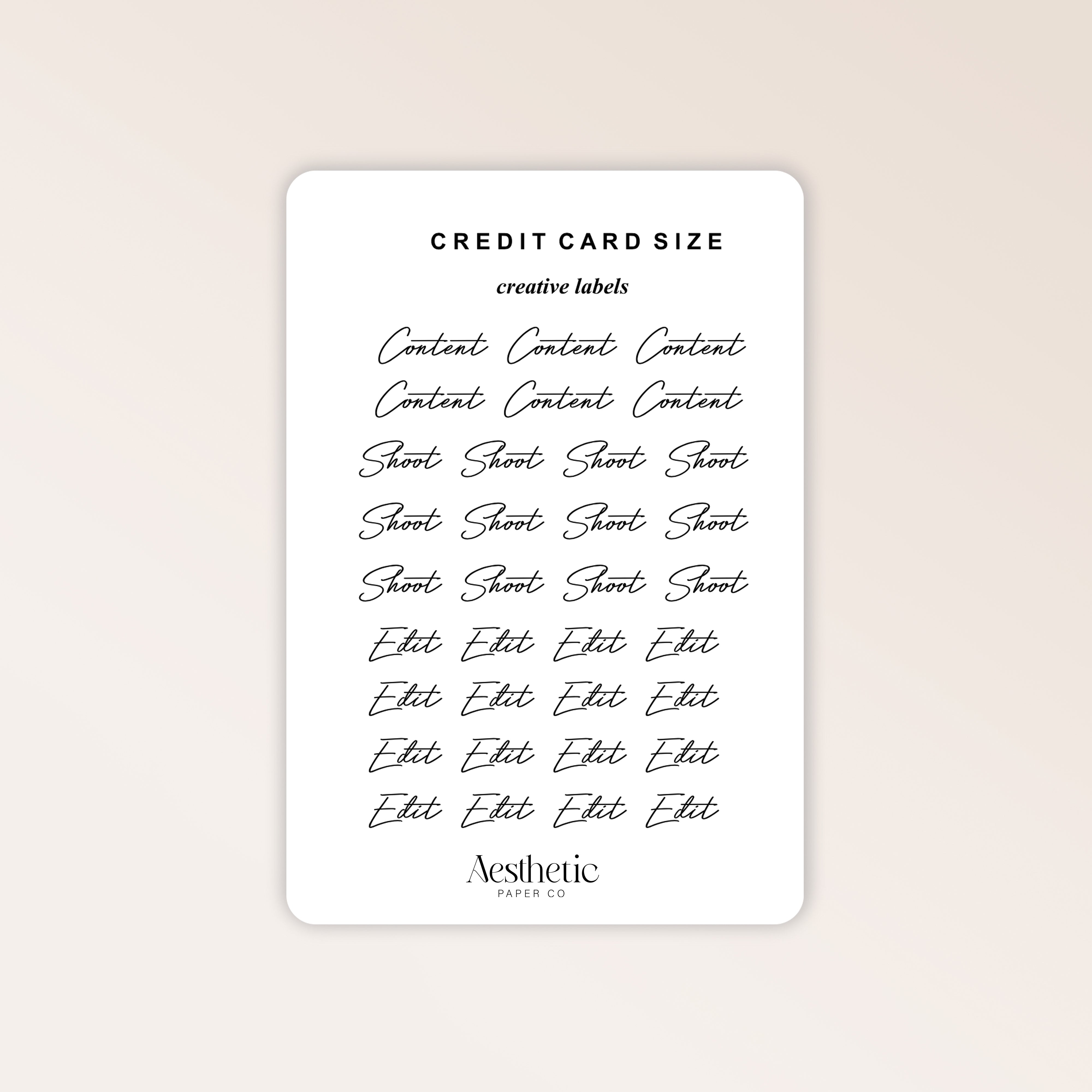 CREDIT CARD SIZED | CREATIVE STICKERS | MINI