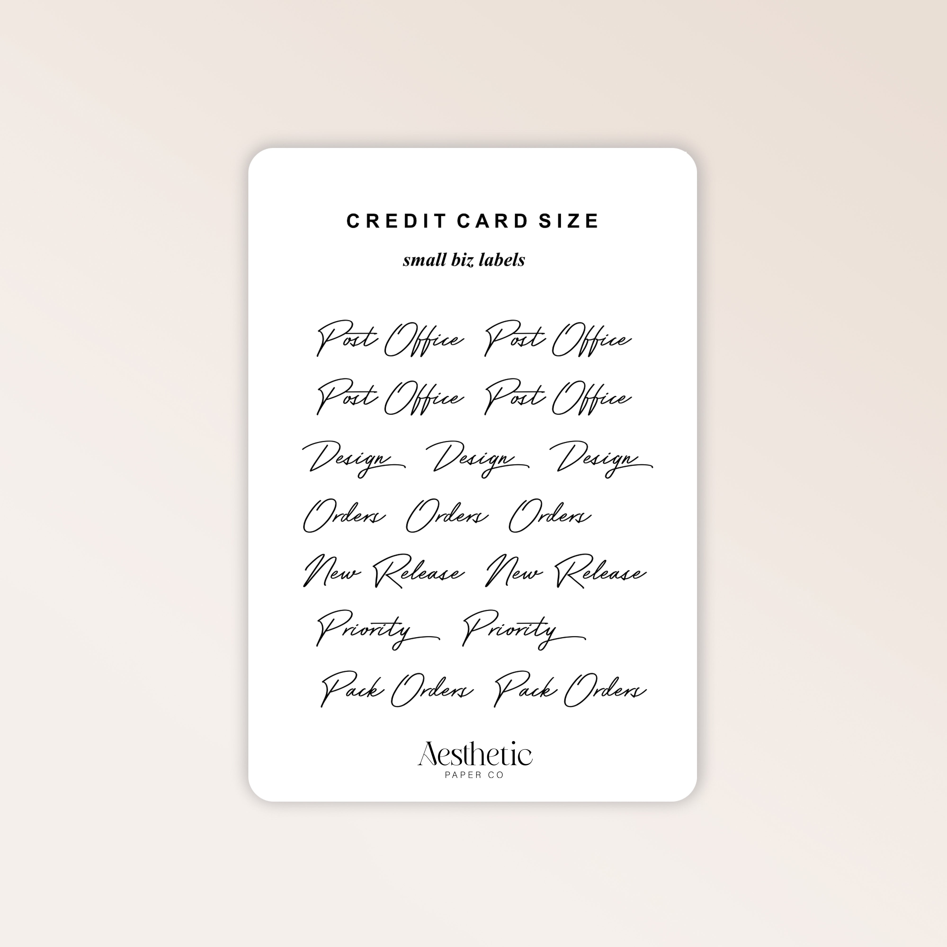 CREDIT CARD SIZED | SMALL BUSINESS STICKERS | MINI