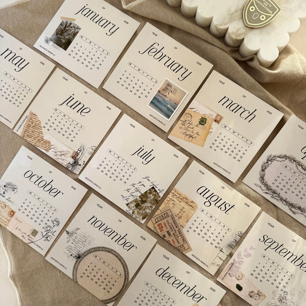 2026 Monthly Planner Cards (Set of 12)
