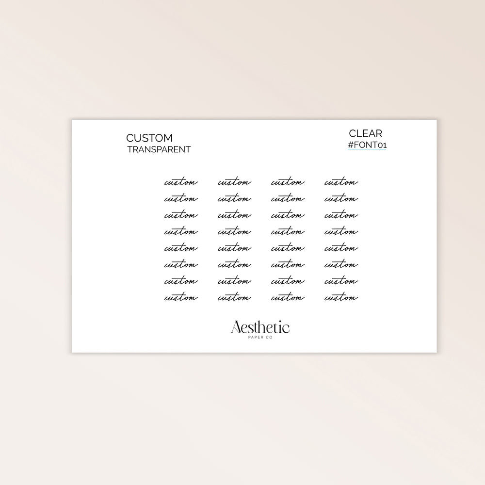 CUSTOM CLEAR LABEL STICKERS | Font #1